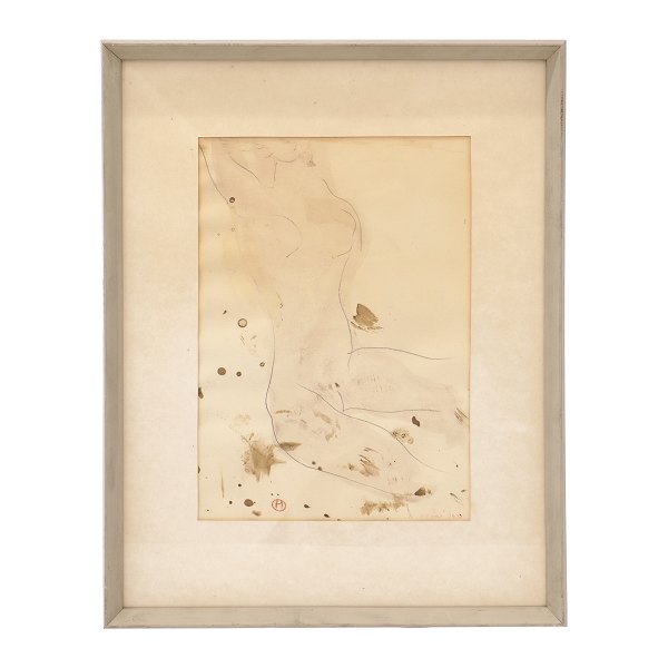 Preben Hornung tegning. Preben Hornung, 1919-89, kvindeportræt, mixed media. Signeret og dateret 1970. Lysmål: 28x20cm. Med ramme: 44x34cm
