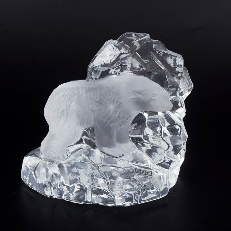 Kosta Boda, polar bear art glass sculpture.